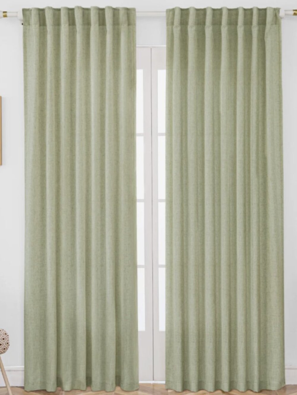 Toyoko Linen Blend Semi-Sheer Back Tab Curtains (Set of 2)